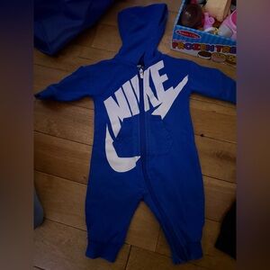 Nike Blue Hooded Baby Jumpsuit